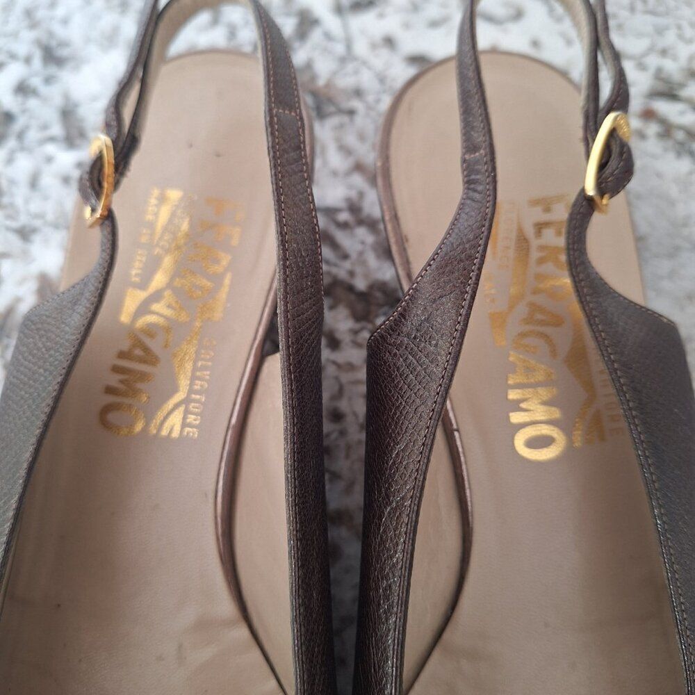 Salvatore Ferragamo Slingback Sandals Leather size 8.5 B - Picture 8 of 11